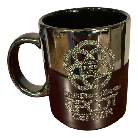 Disney World Epcot Center Silver Metallic 12oz Coffee Mug Vintage 1982 - Picture 3 of 8
